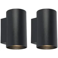 QAZQA Set aus 2 modernen Wandleuchten schwarz rund -