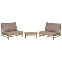 Beliani Lounge Set Hellbraun Bambusholz 3-Teilig mit Auflagen Taupe