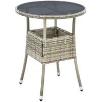 Juskys Yoro Polyrattan Gartentisch rund Ø 60 cm Grau