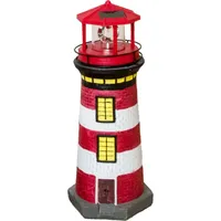 Lemodo Gartendeko Leuchtturm mit Solar 37 cm hoch handbemalte
