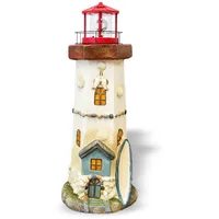Lemodo Leuchtturm mit Solar-Rundum-Leuchte rot, Gartendekoration