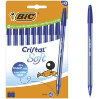 BIC Kugelschreiber Cristal Soft transparent, Schreibfarbe: blau, 10 St.