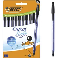 BIC Kugelschreiber Cristal Soft transparent, Schreibfarbe: schwarz, 10 St.