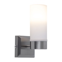 ETC Shop Wandleuchte, IP44, Glas opal, nickel-matt, H 18,5