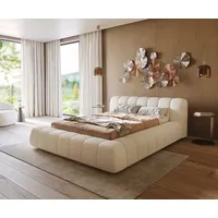 DeLife Polsterbettgestell Cutio 140x200 cm Bouclé Creme-Weiß