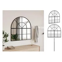 VidaXL Wandspiegel Schwarz 80x80 cm Gewölbt Eisen