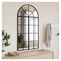 VidaXL Spiegel Wandspiegel Schwarz 60x110 cm Gewölbt Eisen schwarz