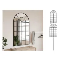 VidaXL Wandspiegel, Schwarz 80x140 cm Gewölbt Eisen