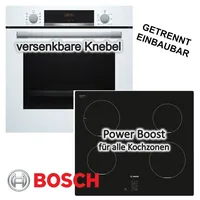 Bosch Backofen weiß HYDROLYSE + Induktionskochfeld autark 60 cm