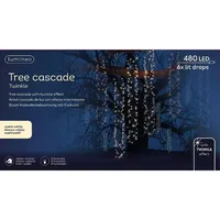 Lumineo Kaskaden Baumbeleuchtung, Cluster 480 LED 6 Lichtstränge warm