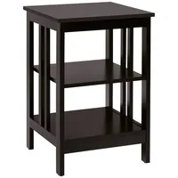 Costway Nachttisch 3 Ebenen Beistelltisch Nachtschrank Braun