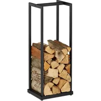 Relaxdays Kaminholzregal, Metall, Brennholzregal hoch, für Feuerholz, Stapelholz, Brennholz,