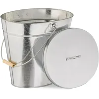 Relaxdays Ascheeimer mit Deckel, 12 l, Aschetonne mit Henkel,