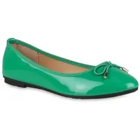 VAN HILL Damen Klassische Ballerinas in Grün Lack