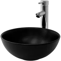 ML-Design Waschbecken Keramik in Schwarz Matt 32x13,5cm Runde Aufsatzwaschbecken