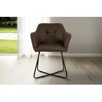 Ab:stil.art.moebel Esszimmer Armlehnstuhl Wildlederoptik Metallbeine schwarz KIRIN