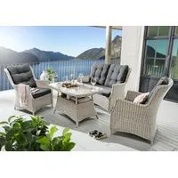 Destiny Loungeset CASA 2 Sessel, Sofa, Tisch 120x77x66cm, vintage