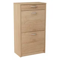 Matkam Schuhschrank Sonoma Eiche, Holzwerkstoff, 50x92x28 cm, Garderobe, Schuhaufbewahrung,