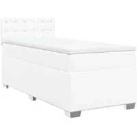 VidaXL Boxspringbett mit Matratze Weiß 100x200 cm Kunstleder