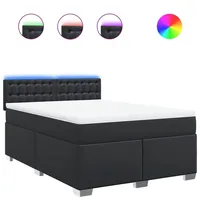 VidaXL Boxspringbett mit Matratze Schwarz 160x200 cm Kunstleder