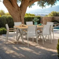 CARO-Möbel Gartenmöbel Set in Holzoptik, Stühle mit Netz witterungsbeständig