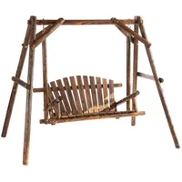 Outsunny Hollywoodschaukel 2-Sitzer Gartenschaukel Massivholz Braun 187 x 137