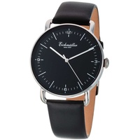 EICHMÜLLER Herrenuhr 3030-05 Slim-Gehäuse Silberfarben Schwarz Lederband 40 mm