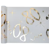  80. Geburtstag weiss gold Tischläufer 5 m x 30