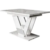 Mirjan24 Esstisch, Weiß, Holzwerkstoff, Marmor Optik, Rechteckig,Rechteckig, 120x76x80 cm,