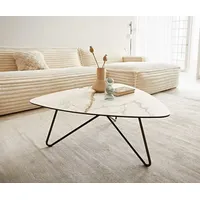 DeLife Couchtisch Ekrem Keramik Calacatta Luxe Weiß-Gold-Grau Hairpin rund