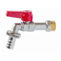 Hermann Schmidt Kugelauslaufventil 3/4 Zoll matt verchromt rot