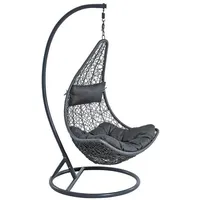 Estexo Hängesessel Polyrattan Hängekorb mit Gestell Hängestuhl Hängeschaukel anthrazit