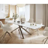 DeLife Esstisch Edge 300x100cm Keramik Laminam®Statuarietto Weiß Kreuzgestell Rechteck