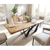 DeLife Esstisch Edge 260x100 Akazie Natur Spider Flachstahl Schwarz