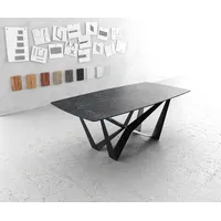 DeLife Esstisch Edge Bootsform 200x100cm Laminam® Keramik Nero Greco