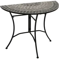 DEGAMO Wandtisch SIENA halbrund 90x45cm, Eisen - Mosaik grau