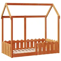 VidaXL Kinderbett Hausbett Wachsbraun 70x140 cm Kiefer - Braun