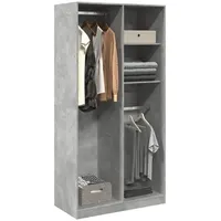 VidaXL Kleiderschrank Betongrau 100x50x200 cm Holzwerkstoff