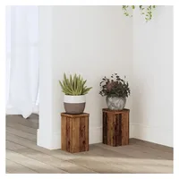 VidaXL Pflanzenständer 2 Stk. Altholz-Optik 10x10x18 cm Holzwerkstoff