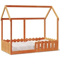VidaXL Kinderbett Hausbett Wachsbraun 80x160 cm Massivholz Kiefer -