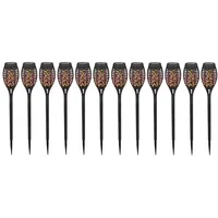 GLOBO 12er Set LED Solarleuchten schwarz, Feuereffekt, H 51