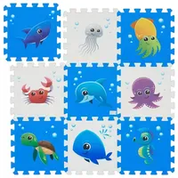 Relaxdays Puzzlematte mit Meerestieren Weiß,Blau