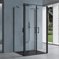 Doporro Duschkabine U-Form 80x90x80cm Duschabtrennung in schwarz zwei Drehtüren