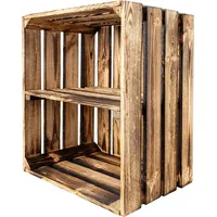 Creative Deco Holzkiste mit Regal 50x40x30 cm | Geflammt
