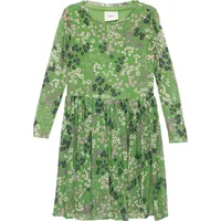 S.Oliver - Gemustertes Kleid aus unterlegtem Mesh, Kinder, grün,