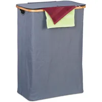 Relaxdays Wäschekorb mit Deckel, 105 l, Wäschesammler, Bambus &