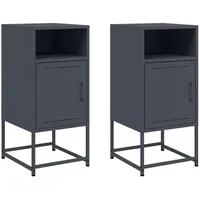 VidaXL Nachttische 2 Stk. Anthrazit 36x39x78 cm Stahl