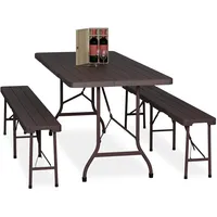 Relaxdays Bierzeltgarnitur klappbar, 3-tlg. Bierbank Set mit großem Tisch,