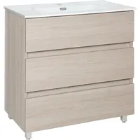 Evenes Waschtischunterschrank + Keramik-Waschtisch KORA XL, Ulme Rousseau, 3
