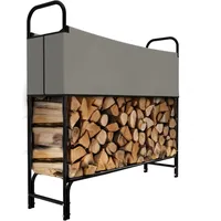 Garmio Kaminholzregal Metall Holzunterstand Abdeckung Stapelhilfe 130x30x117cm